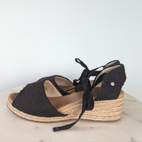 UGG Women's Classic Black Delmar Espadrille Wedges - Picture 8 of 13
